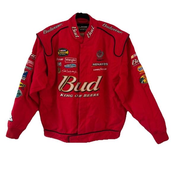 VTG NASCAR Dale Earnhardt Jr #8 Budweiser Chase Authentics Racing Jacket Mens L - Picture 1 of 14